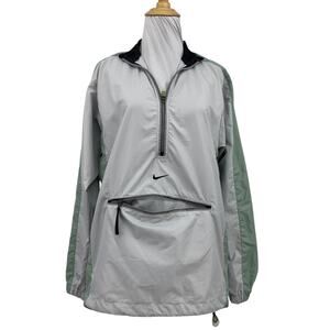 Vintage Nike Jacket Womens S Small Grey Windbreaker Vented Half Zip Anorak Y2K